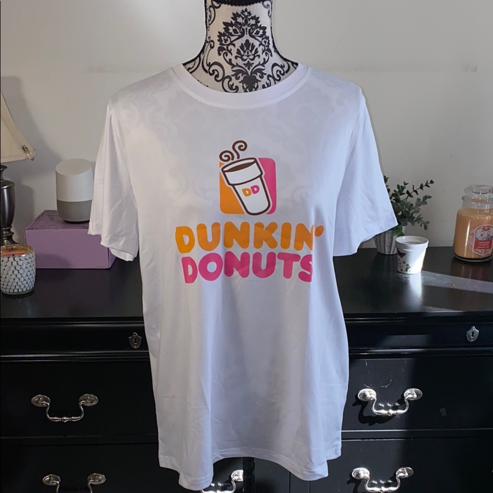 New! Dunkin’ Donuts White Graphic Short Sleeve Tee Size Large